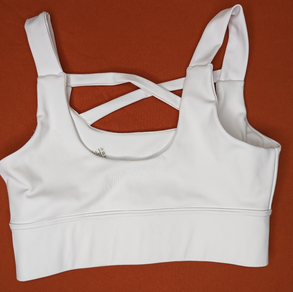 Good American White Criss Cross Chest Sports Bra Size 0 - Picture 2 of 5